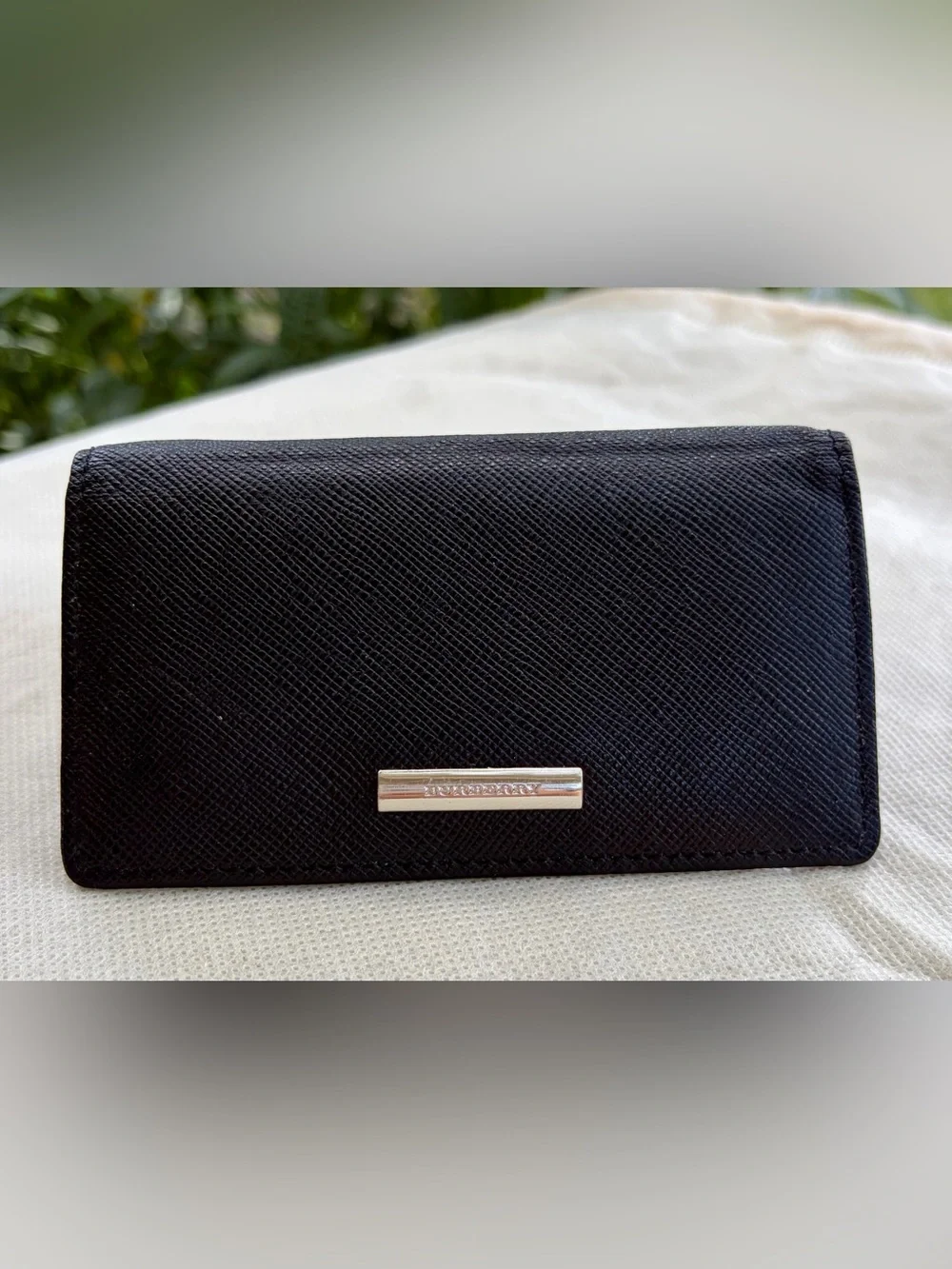 EUC!!! AUTHENTIC BURBERRY Black Leather Nova Check Key Case and card holder.